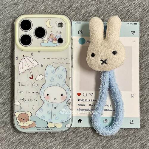 磁吸支架适用oppoA3/reno10/4se手机壳findx7/5pro韩风卡通蓝色雨衣兔子A56/32/a57女K11x/97/93s软套8国际版