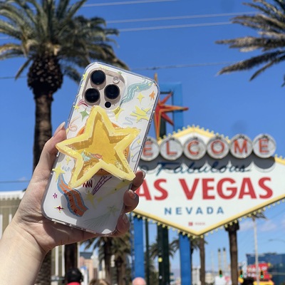 磁吸支架适用苹果16手机壳iPhone15少女13/12日系卡通梦幻涂鸦星星防摔11PROMAX全包S/XR硅胶7/8软套14PLUS新