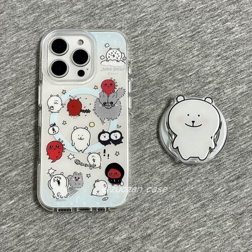 适用meizu18pro魅族21note无界版9卡通恶魔搞怪小白熊6plus/T谷歌20磁吸支架17全包X传音tecno女INFINIXHOT