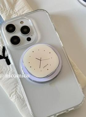 ins磁吸支架适用opporealmeGT5pro/neo2/6se手机壳V50/V11/GT3博主同款Q2/5i真我x7pro设计v23软套女小众时钟