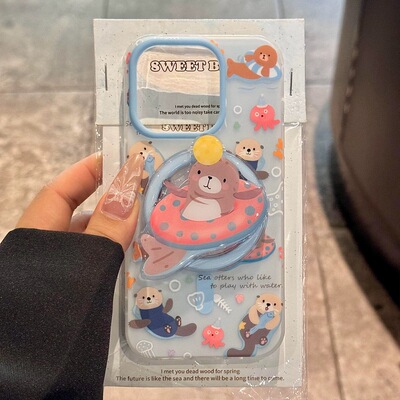 可爱卡通游泳小海濑适用华为nova12/U/9磁吸支架8SE新品MATE50/40e手机壳Pura70ultra软套防摔60畅享13女趣味