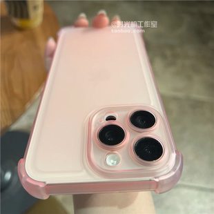 少女浅粉四角气囊防摔适用vivoS30Promini手机壳S20肤感S19防指纹S18e高级感S17t可爱女s16透明s15保护套软壳