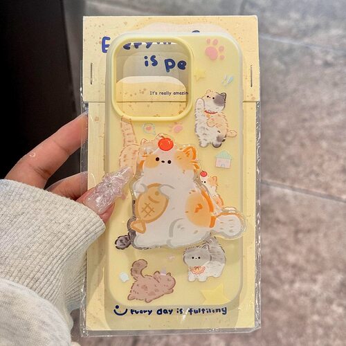 冰雾内置磁吸支架适用K70红米K80小米15/14手机壳50超萌吃鱼红米K60pro至尊版Note13可爱12PRO+猫咪11T硬40女