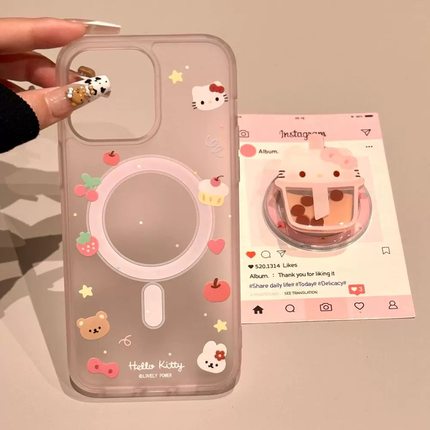 冰雾内置磁吸支架Reno13适用OPPOFindx8手机壳K12透粉奶茶摇摇乐X7ultra磨砂K11X全包6防摔PRO硬壳女款猫咪15