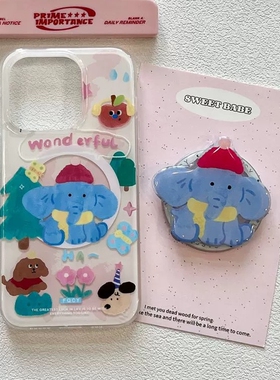 链条可爱涂鸦森林小象适用华为nova12/U/9磁吸支架8SE新品MATE50/40e手机壳Pura70ultra软套防摔60畅享13女款