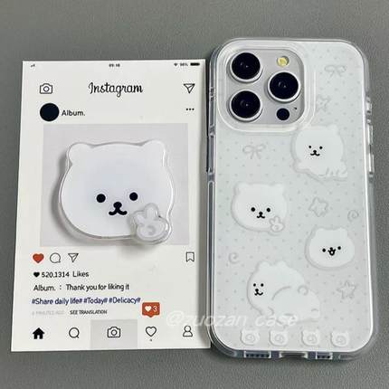 磁吸支架适用oppoA3/reno10/4se手机壳findx7/5pro白色比耶转转小熊可爱A56/32/a57女K11x/97/93s软套8国际版