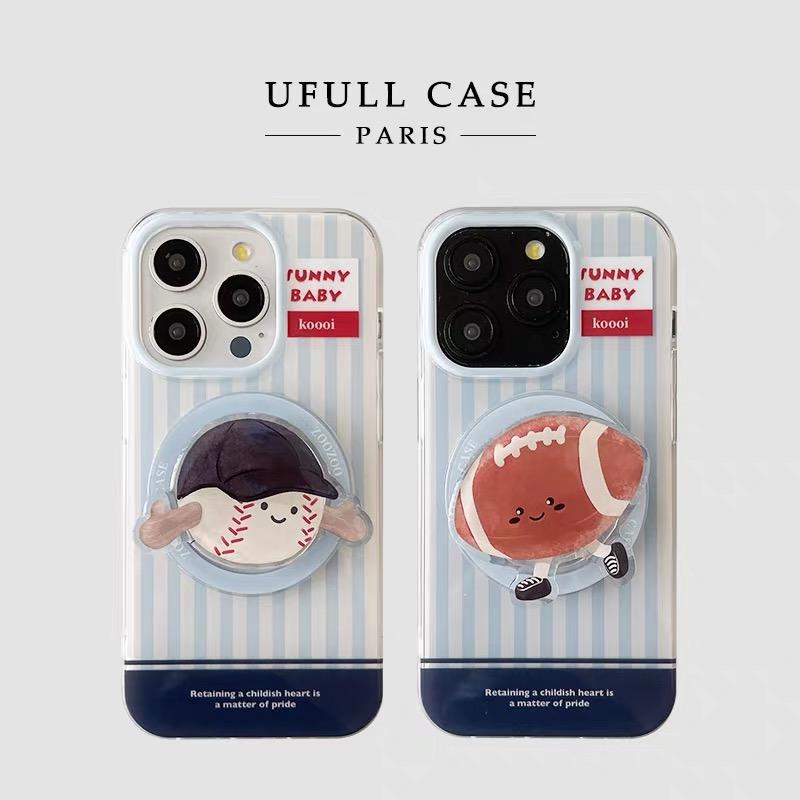 磁吸支架适用oppoA3/reno10/4se手机壳findx7/5pro蓝色条纹橄榄棒球个性A56/32/a57女K11x/97/93s软套8国际版