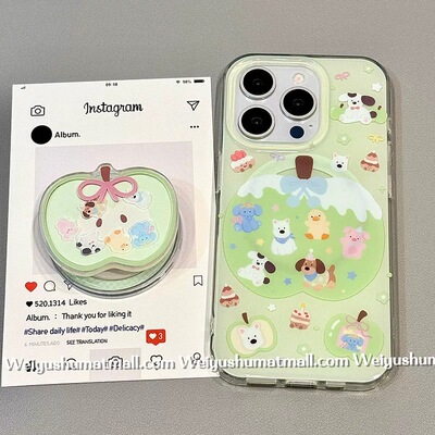 磁吸支架适用vivoX100/30/60/x70/y78手机壳X90青苹果动物乐园y76s女款S18e/X200/15PRO全包清新Y33/mini软套