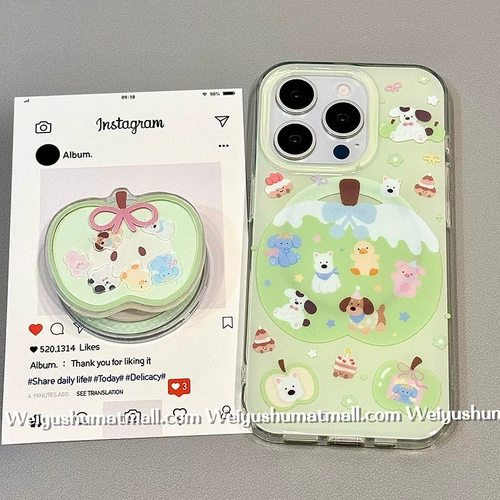 磁吸支架适用oppoA3/reno10/4se手机壳findx7/5pro青苹果动物乐园A56/32/a57女款K11x/97/93s软套8全包清新绿