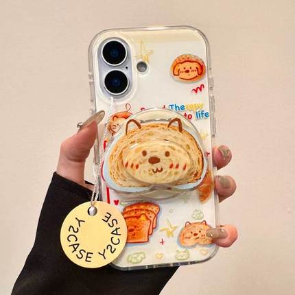 磁吸支架适用oppoA3/reno10/4se手机壳findx7/5pro旋转小狗面包吐司趣味A56/32/a57女K11x/97/93s软套8国际版