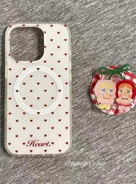 可爱小红爱心樱桃哭娃适用vivoiQOO12/11s/97手机壳neo10/8pro磁吸支架7Se/Z8/Z6女U3/5e全包Z5x新品Z1软套13