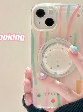 磁吸支架适用华为荣耀100彩色90华为magic6pro/80GT手机壳70se/X20/300涂鸦波点线条400i+畅玩50plus软套女潮