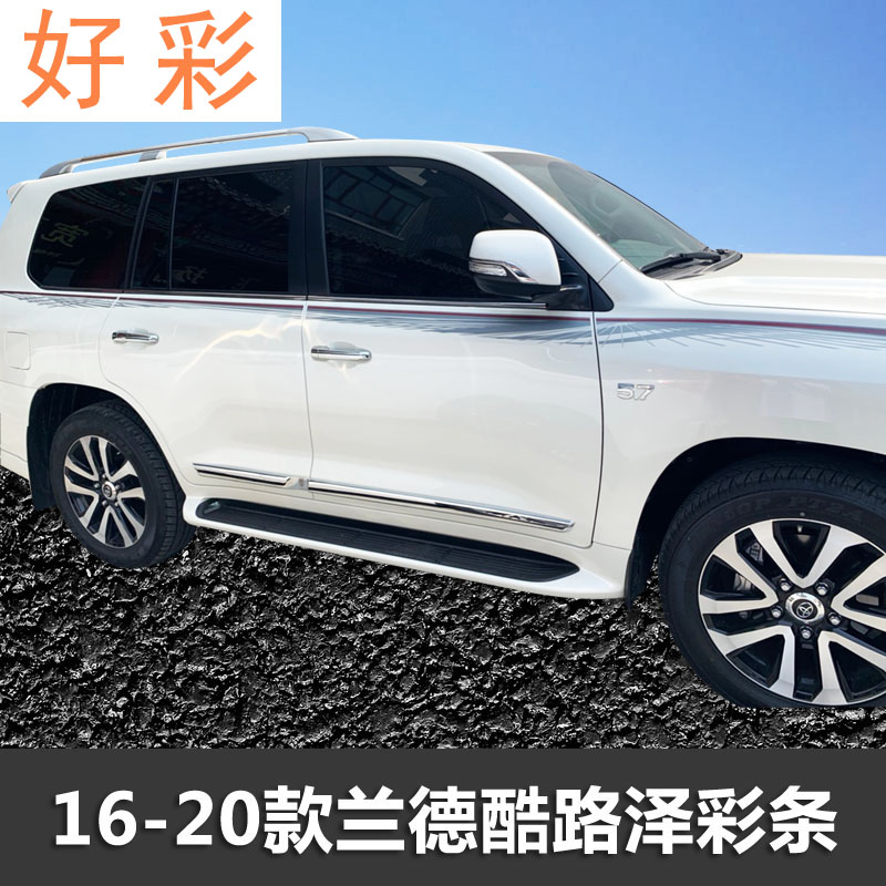 专用18/19/20/21新款兰德酷路泽车身彩条陆地巡航舰贴纸拉花腰线