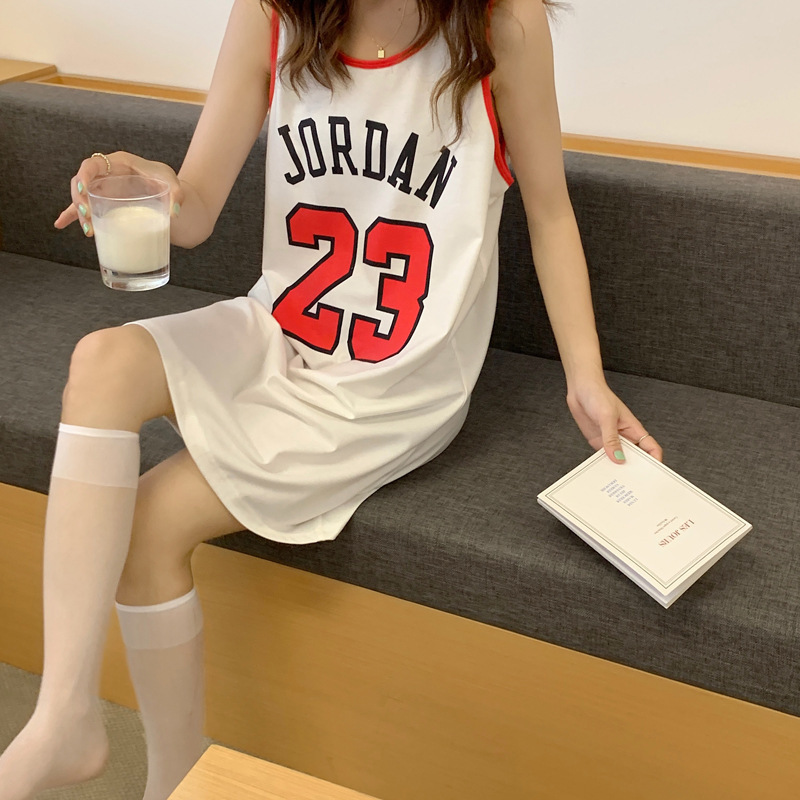 Real price ~ short sleeve T-shirt women's medium length loose vest nightdress student skirt can wear letter skirt