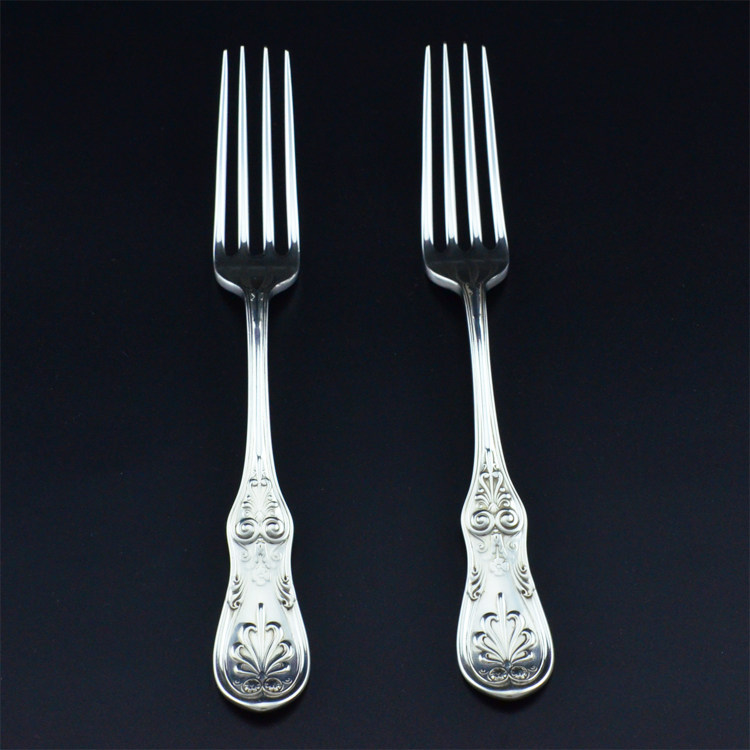 美国TIFFANY蒂凡尼纯银午餐叉一对 1870年 Saratoga款 101克