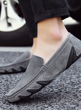 2025新款春季英伦豆豆鞋男士磨砂潮流休闲一脚蹬软底懒人1103