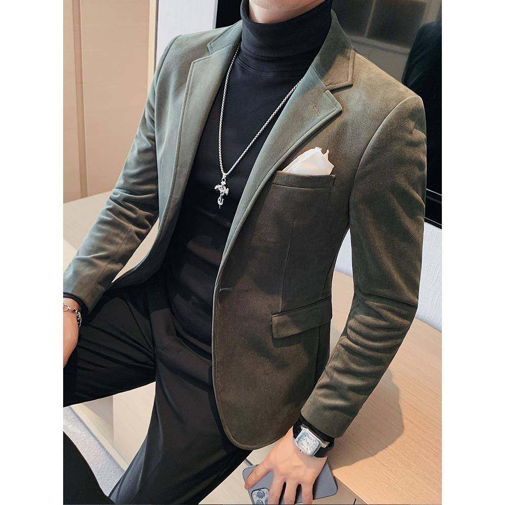 秋冬季新款毛呢西装外套男高端修身休闲感2025平绒西服男士1212n