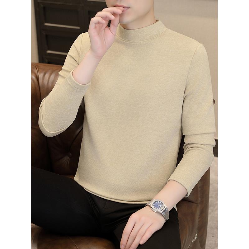 秋冬中领纯色打底衫男士t恤长袖秋内搭高领秋衣休闲百搭修身1117u