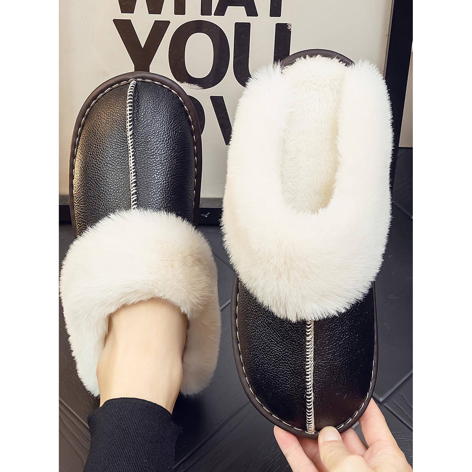 秋冬季男士新款拖鞋女加厚家用室内防滑毛绒保暖家居拖鞋男1114n