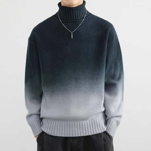 冬季渐变色毛衣男士秋2025新款潮流帅气打底针织衫宽松高领1219u