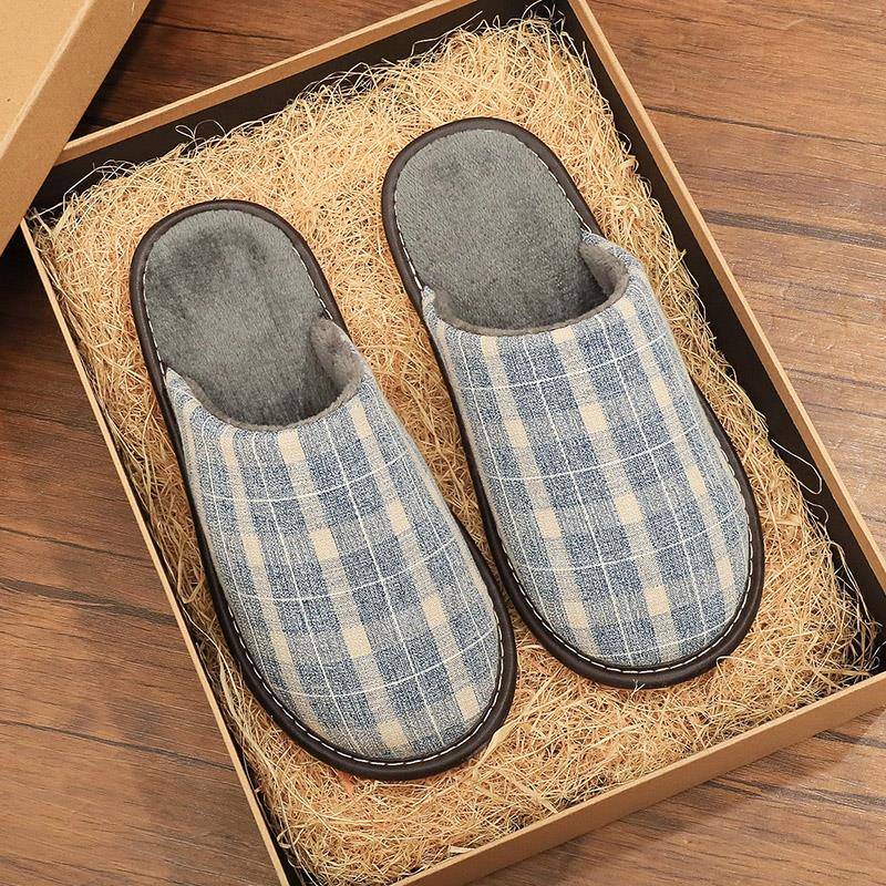 秋冬季家用布艺拖鞋男居家室内防滑软底情侣家居毛绒拖鞋女1119h