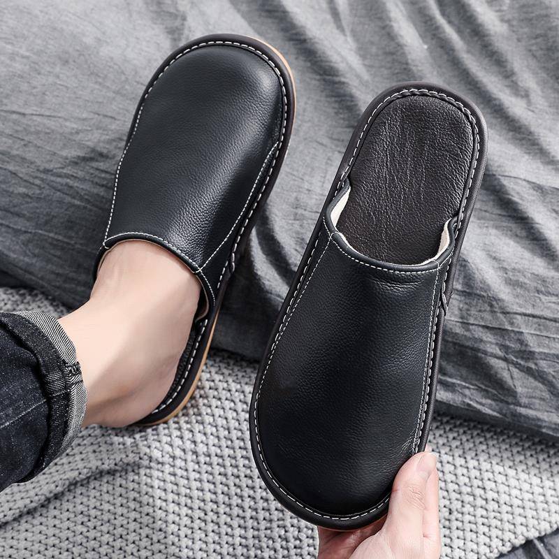 春秋季家居拖鞋男防滑软底试衣间皮拖鞋高档室内日系女1119h