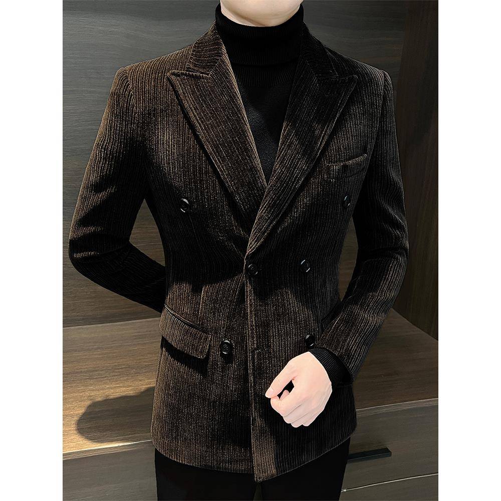 条纹小西装夹克男子的秋季2025新单西高端尖顶领休闲1115h