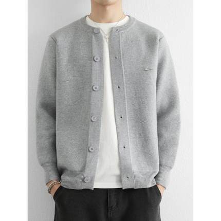 针织开衫男士韩系休闲纯色简约百搭毛衣外套男秋冬季2025新1215u