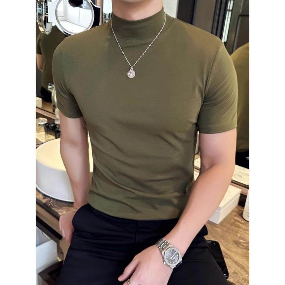 高领短袖下装衬衫男士春秋新款中领休闲弹力t恤韩国风格修身0112e,男装,T恤,淘宝优惠券,粉丝福利购,淘宝优惠卷