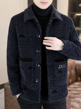 2025新款秋冬季呢子外套男士时尚保暖加绒加厚毛呢夹克潮流1222e