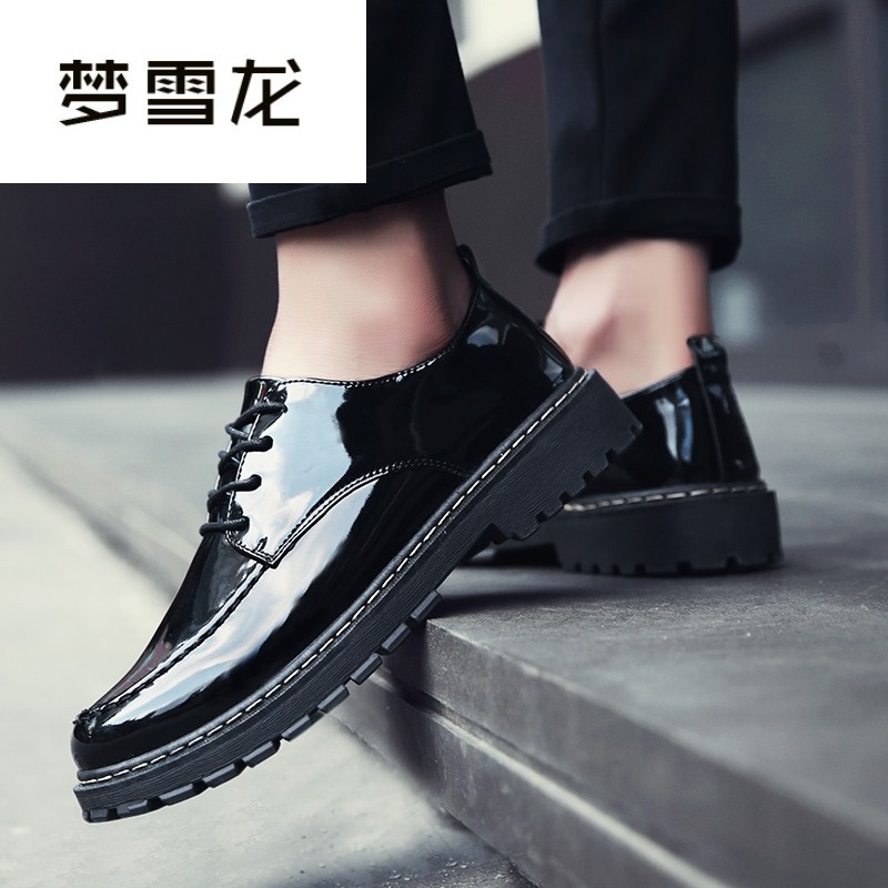 梦雪龙英伦小皮鞋男韩版潮英伦百搭大头鞋青年圆头潮鞋男亮面,流行男鞋,休闲皮鞋,淘宝优惠券,粉丝福利购,淘宝优惠卷