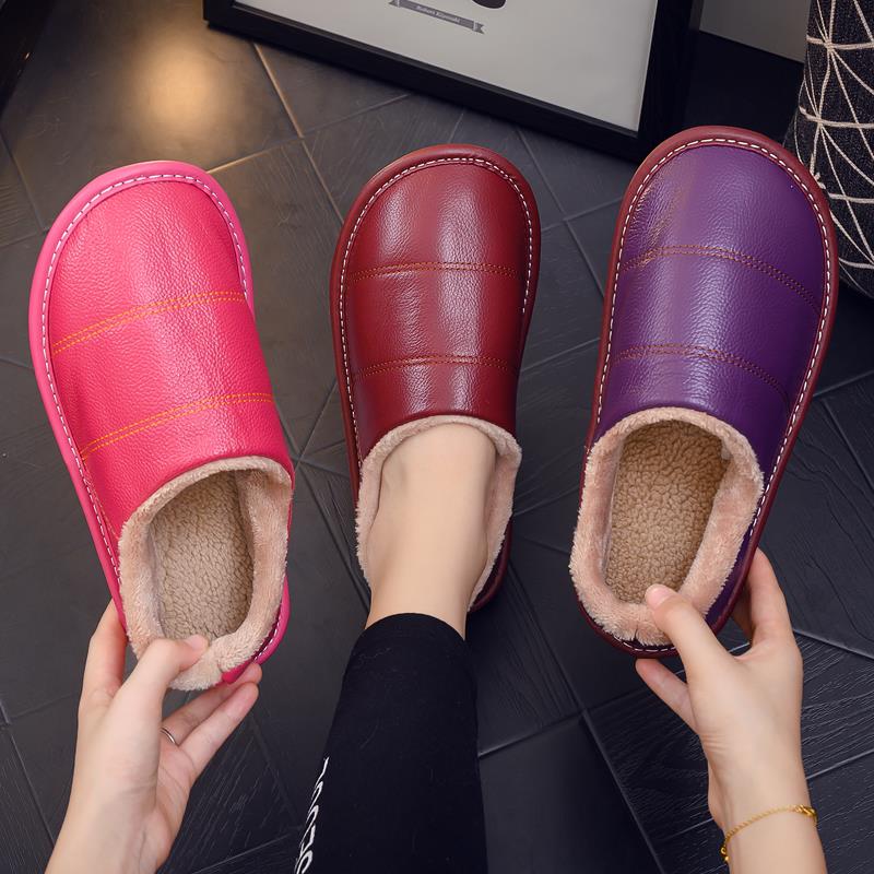 秋冬季棉拖鞋女包跟家居包脚跟带后跟老人防水防滑保暖棉鞋1020u