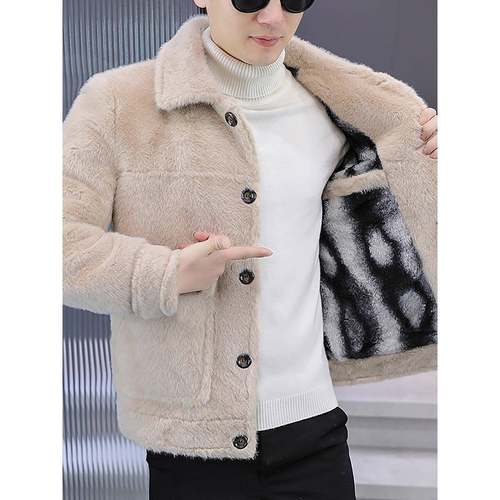 秋冬季外套男高级感帅气加绒加厚夹克男装短款毛呢大衣冬装1218e