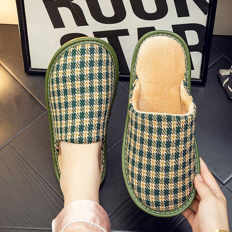 秋冬季新款居家室内男女士棉布拖鞋底防滑家用毛绒情侣棉拖1019u