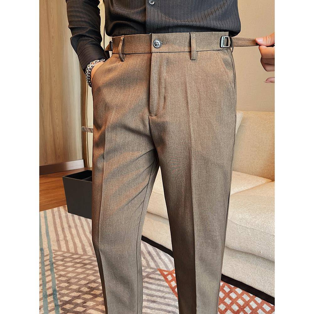 秋冬秋休闲西裤男修身小脚纯色百搭长裤感年商务正装西1122k