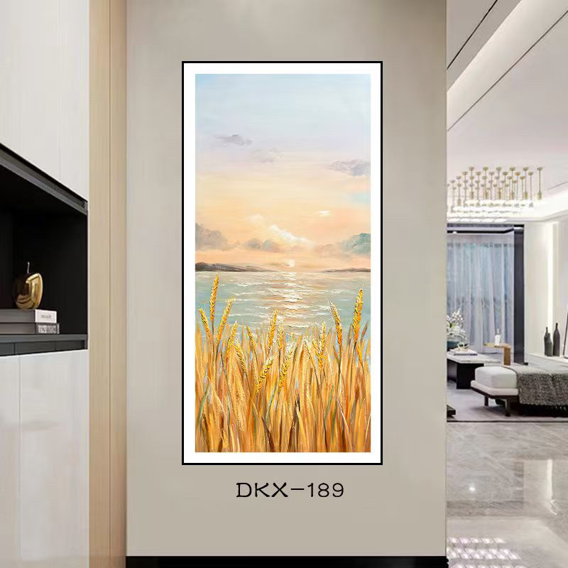 奶油风抽象入户玄关装饰画现代简约走廊尽头挂画皮雕画肌理鎏金画