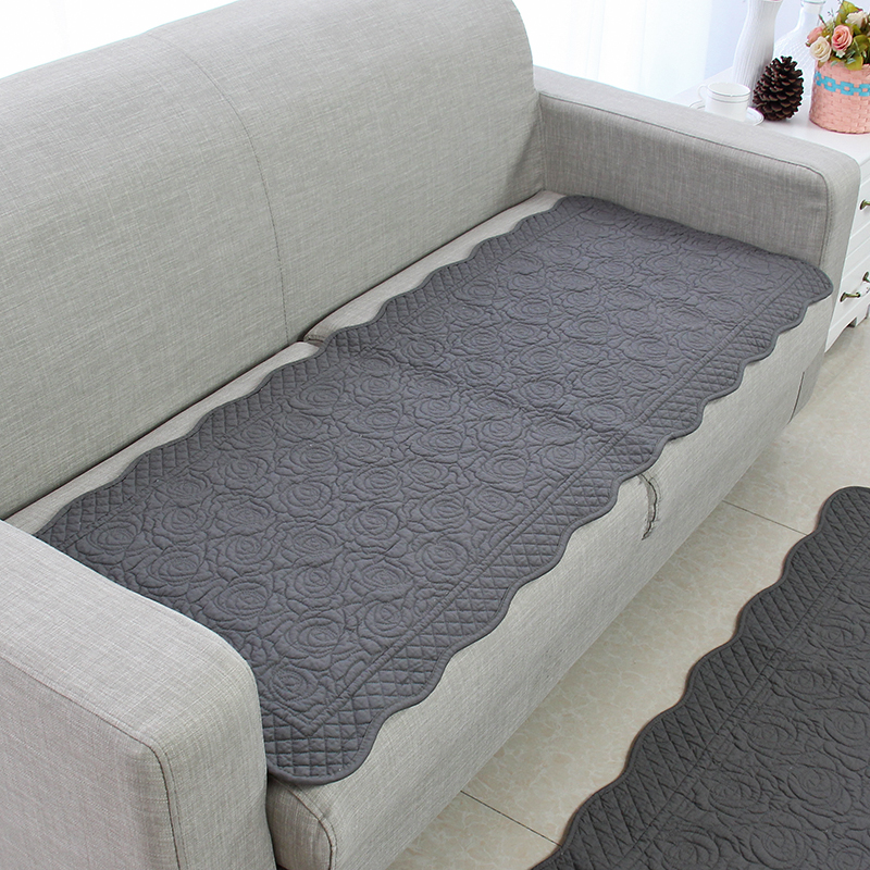 绣花素色绗缝沙发垫四季全棉通用防滑布艺坐垫简约现代办公室座垫