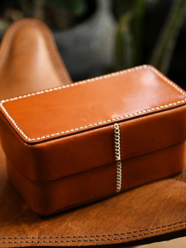 Кожаная коробка для хранения ручной работы, четки из круглых бусин, качественная коробочка для хранения, из натуральной кожи