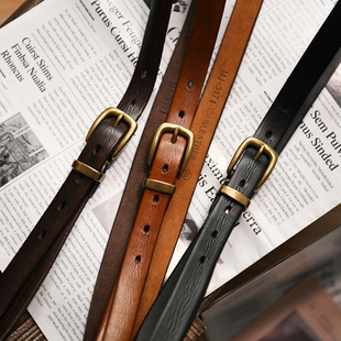 带 百搭头层牛皮腰带简约复古铜扣裤 新款 真皮女士皮带休闲通勤时尚