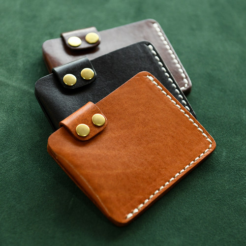 头层牛皮手工制作小钱包