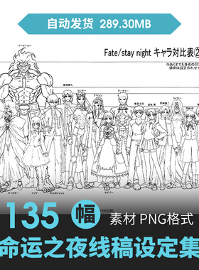 命运之夜FateStay Night设定集人物原插画游戏动漫线稿三视图素材