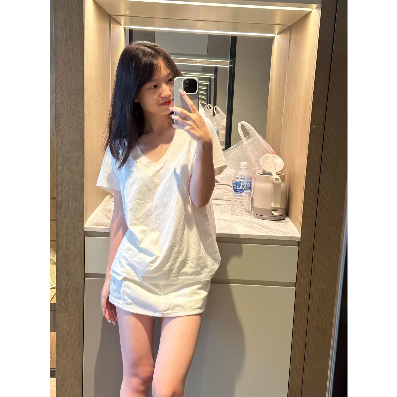 纯棉V领宽松短袖T恤女2026夏季新款慵懒风显瘦外穿学生打底衫上衣
