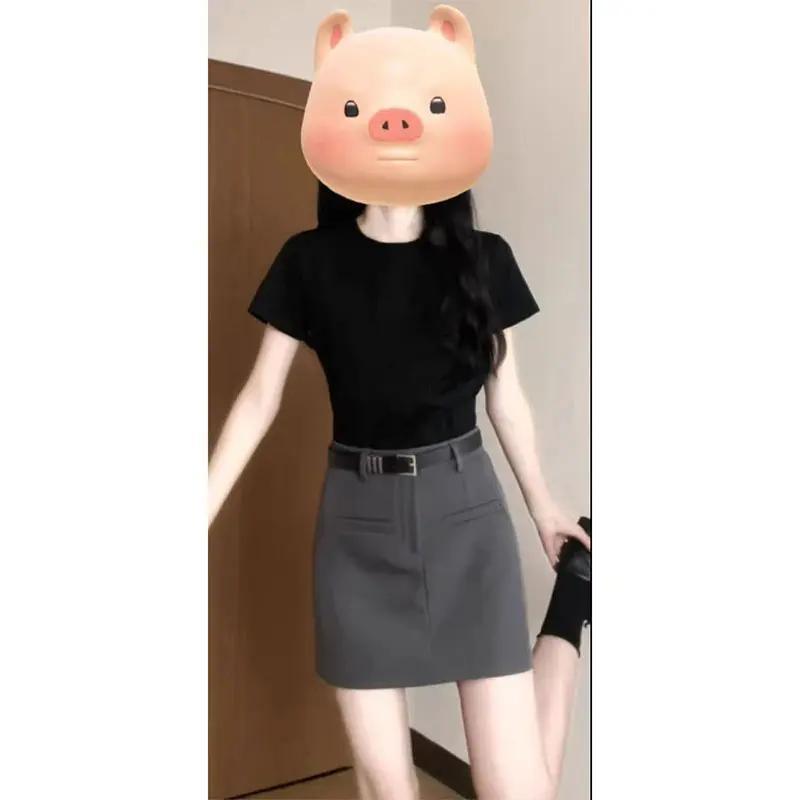 纯棉2026春夏季基础款正肩短袖t恤女修身显瘦学生简约打底衫上衣