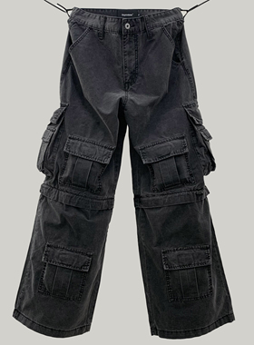 Oxycodone/高支数抗撕裂格纹立体多口袋可拆卸BAGGY CARGO PANT