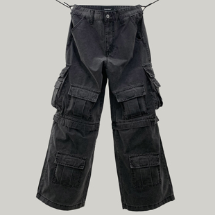 PANT CARGO Oxycodone 高支数抗撕裂格纹立体多口袋可拆卸BAGGY