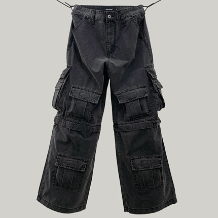 Oxycodone/高支数抗撕裂格纹立体多口袋可拆卸BAGGY CARGO PANT