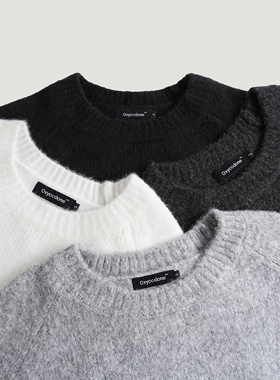 Oxycodone/澳洲进口美丽诺羊毛混纺软糯肌理感基础打底圆领毛衣