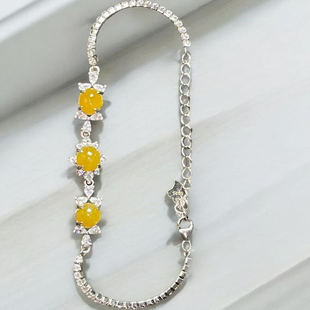 A322 天然缅甸a级翡翠手镯黃翡翠日月星辰手链原创设计高级感轻奢