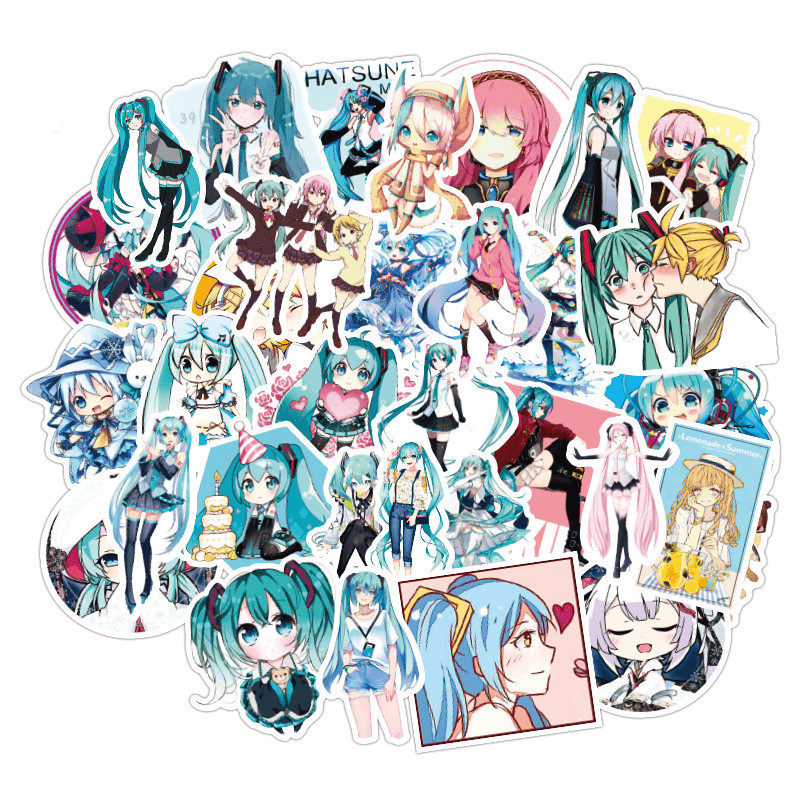 二次元动漫初音未来涂鸦防水贴纸