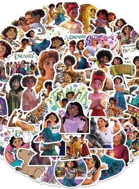 50张动画片魔法满屋ENCANTO贴纸行李箱笔记本水杯头盔防水装饰